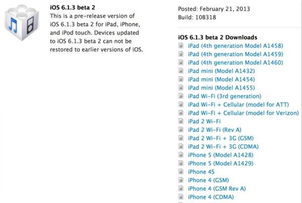 蘋果發布iOS 6.1.3 Beta 2 鎖屏Bug被修正  