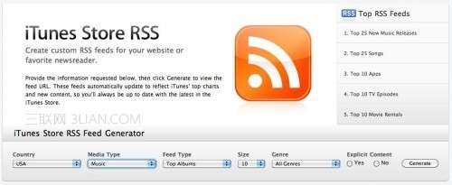 iTunes Store RSS 源生成器  