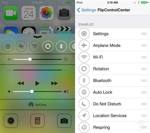 FlipControlCenter定義iOS 7控制中心  