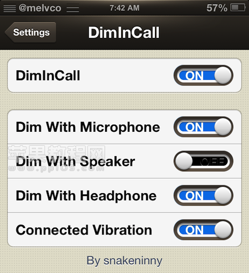 Cydia插件 DimInCall   