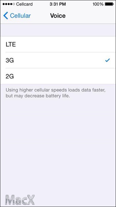 iOS8.1讓用戶自行選擇切換2G 3G 4G網絡  