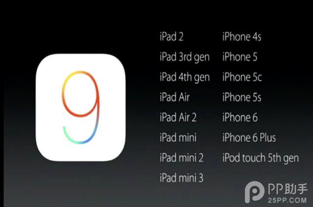iOS9兼容設備和發布時間公布  