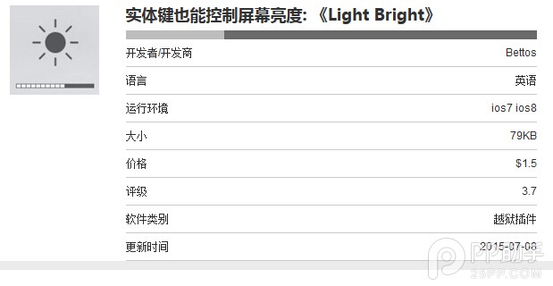iOS8.4越獄插件Light Bright 用實體鍵調節亮度  