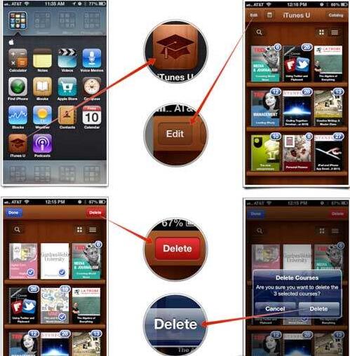 iTunes u如何刪除已經下載的課程?   