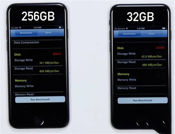 iPhone7 32GB與256GB速度對比實測  