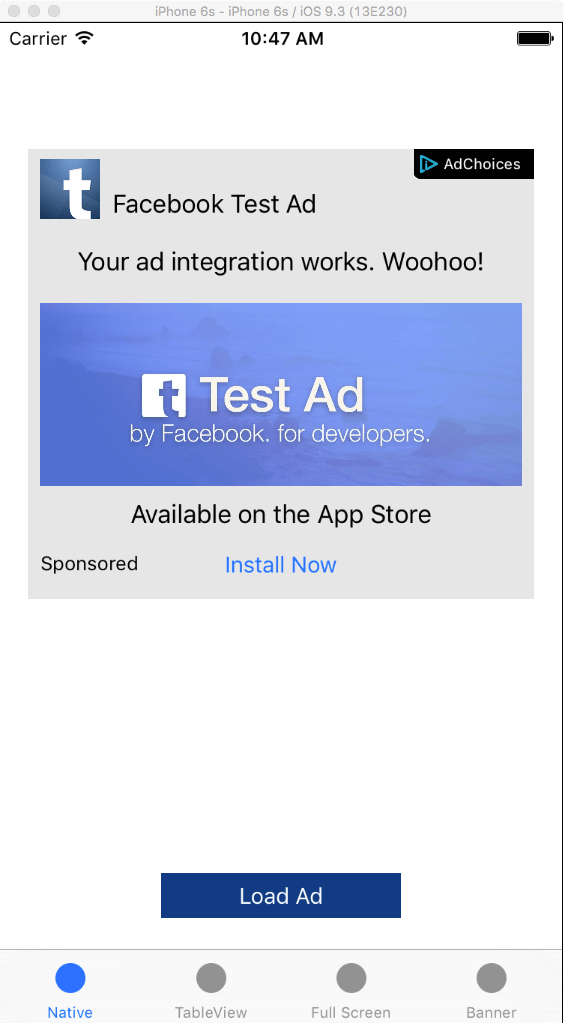 Facebook iOS Native Ads