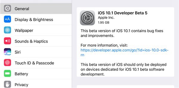 iOS10.1 Beta5怎麼升級 iOS10.1 Beta5升級攻略附描述文件下載