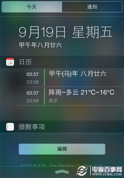 iOS8系統如何編輯通知顯示？編輯今日通知顯示欄目教程