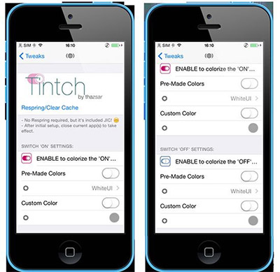 iOS9越獄插件Tintch ：讓iOS開關選項變色