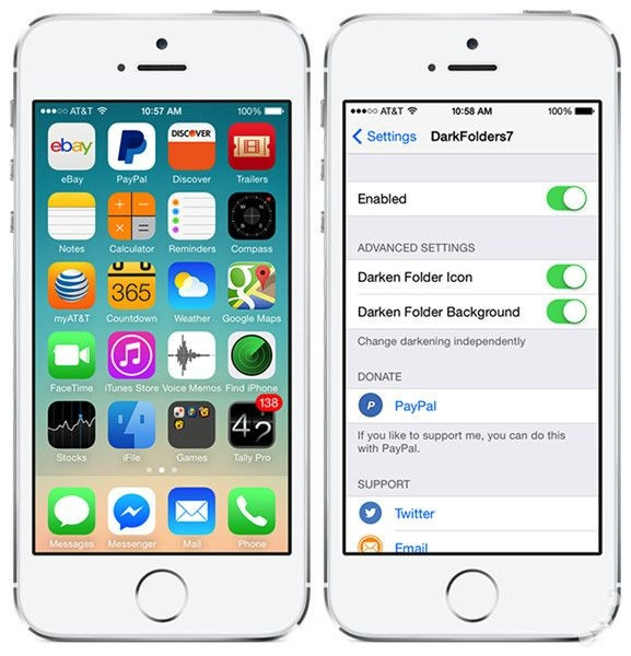 iOS7.1.2越獄插件推薦：文件夾背景和圖標變暗DarkFolders7