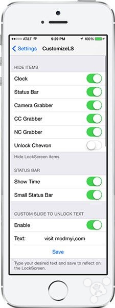 iOS7.1.2越獄插件推薦：自定義鎖屏界面CustomizeLS