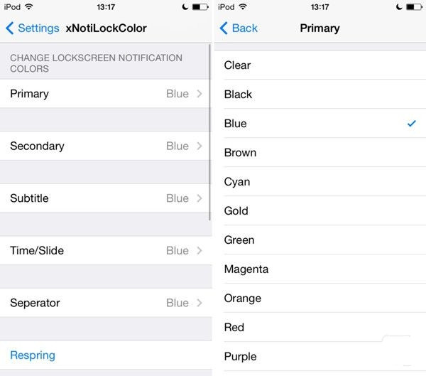 iOS7.1.2越獄插件推薦：xNotiLockColor更改鎖屏通知的顏色