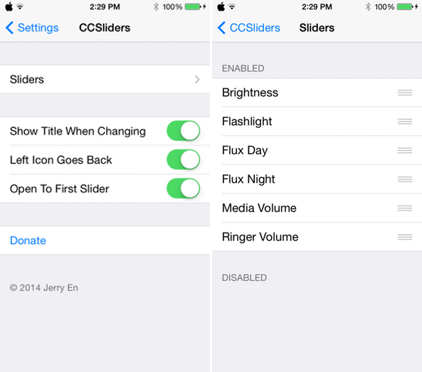 iOS7.1.2越獄插件推薦:CCSliders亮度滑動條變萬能神器