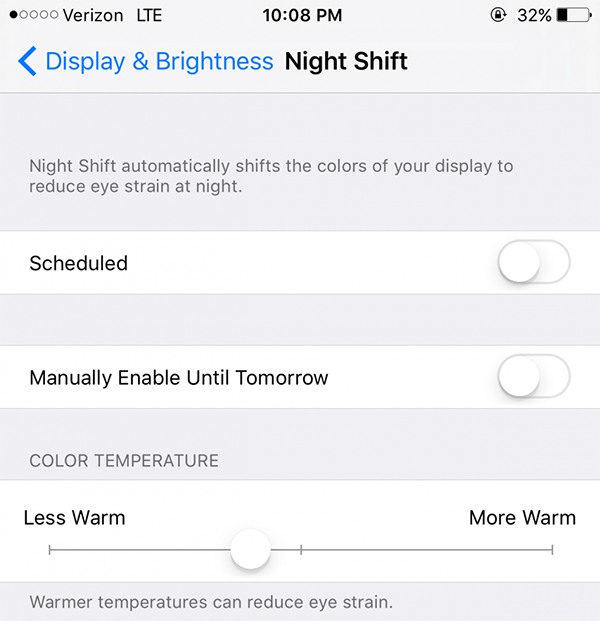 iOS 9.3 beta 5開啟低電量將禁用Night Shift