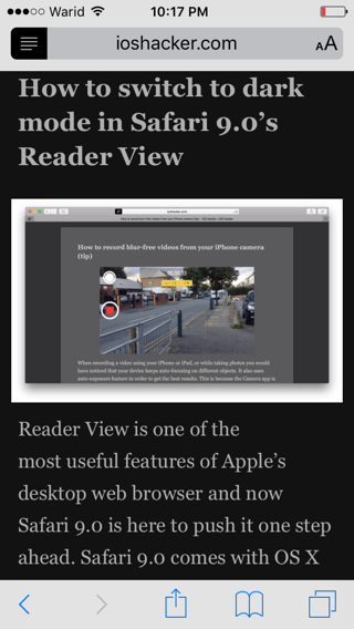 如何在iOS9的Safari閱讀視圖開啟夜間模式