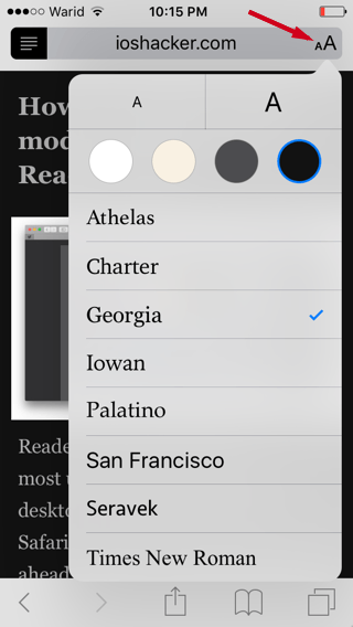 如何在iOS9的Safari閱讀視圖開啟夜間模式