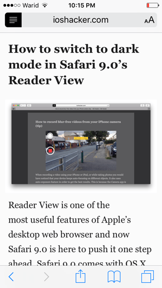 如何在iOS9的Safari閱讀視圖開啟夜間模式