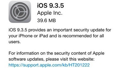 iOS 9.3.5修復了什麼bug？iOS9.3.5有什麼新功能