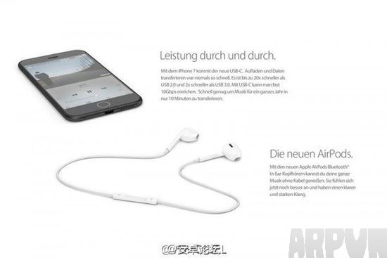 iPhone7將采用藍牙無線原裝耳機 正式取消3.5mm耳機接口_arp聯盟