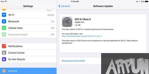 ios9.1 beta5更新了什麼_arp聯盟