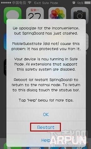 iPhone6進入安全模式方法教程 arpun.com