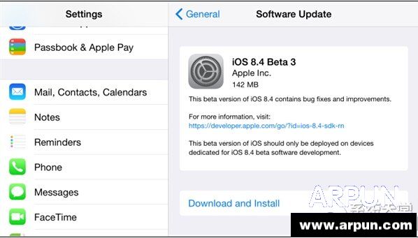 iOS 8.4 beta 3正式發布 arpun.com