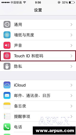 iphone6指紋解鎖怎麼設置 arpun.com