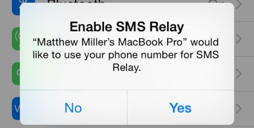 允許Mac設備短信回復彈窗