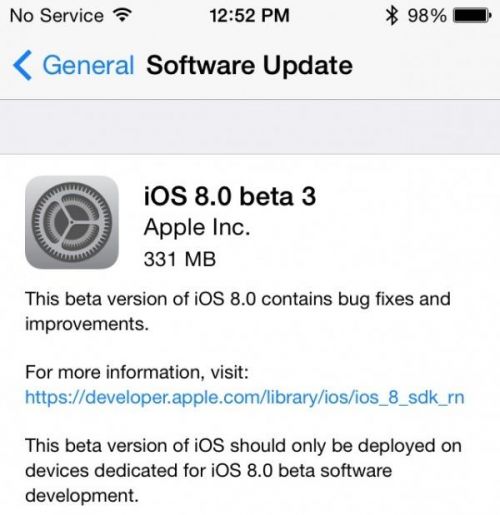 iOS 8 Beta 3正式推送 7月底再次更新