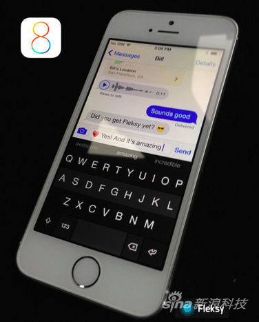 iOS 8系統上Fleksy輸入法