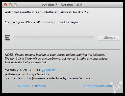 evasi0n7更新支持iOS7.0.6完美越獄