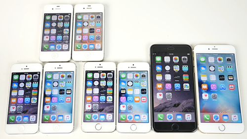 iPhone 6/5s/5/4s運行iOS9/iOS8對比