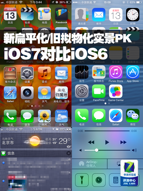 新扁平化/舊擬物化實景PK iOS7對比iOS6 