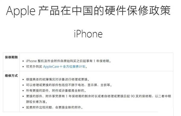 蘋果中國售後保修政策調整細節：iPhone行貨版遭殃！