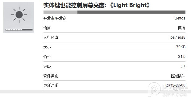 iOS8.4越獄插件Light Bright 用實體鍵調節亮度 