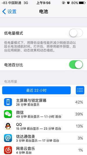 ios9怎麼開啟低電量模式-電池用量信息