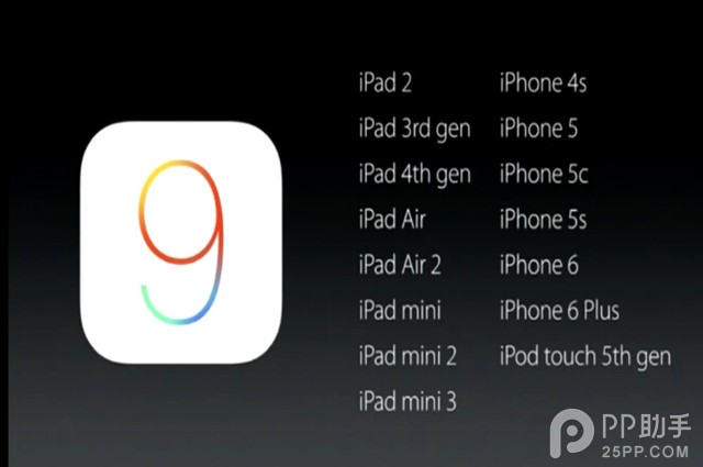 iOS9兼容設備和發布時間公布 