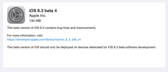 蘋果iOS 8.3 Beta 4發布：CarPlay設置菜單消失不見   
