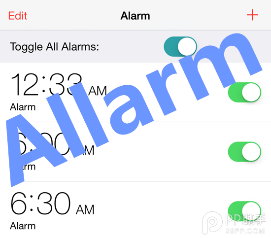 IOS8一鍵開啟或關閉所有鬧鐘 