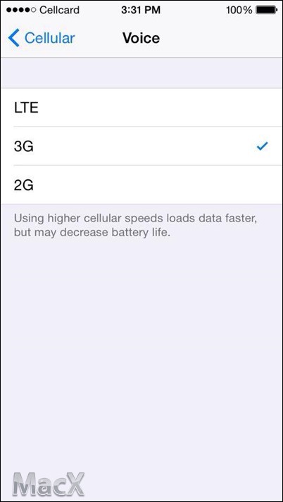 iOS8.1讓用戶自行選擇切換2G 3G 4G網絡 