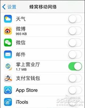 iphone如何禁止app使用移動網絡