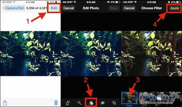 iOS7內置照片裡的濾鏡效果如何去除？  