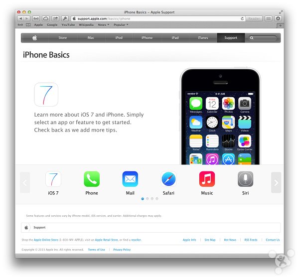 蘋果官網推iOS7/iPhone基本使用技巧版塊  