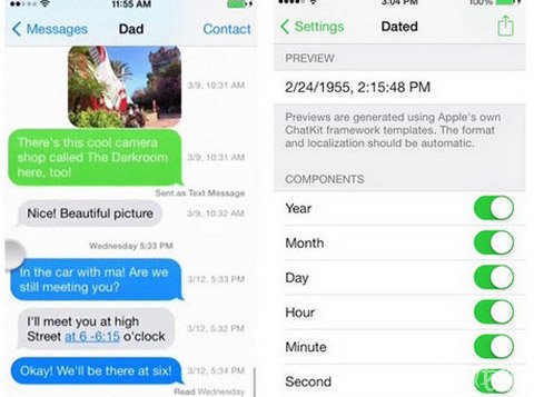Dated顯示iMessage短信應用時間戳詳情 